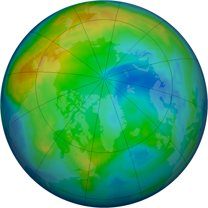 Arctic ozone map for 25 November 1998